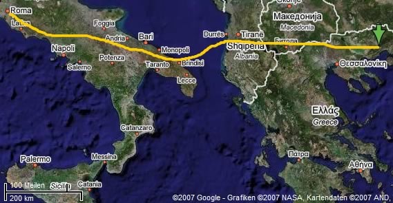Karte Thessaloniki – Rom