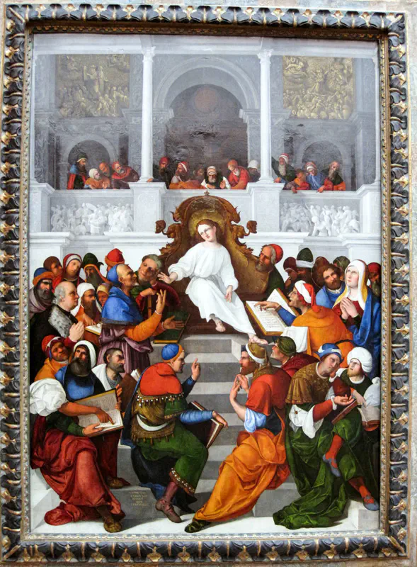 Lodovico Mazzolino, Jesus im Tempel
