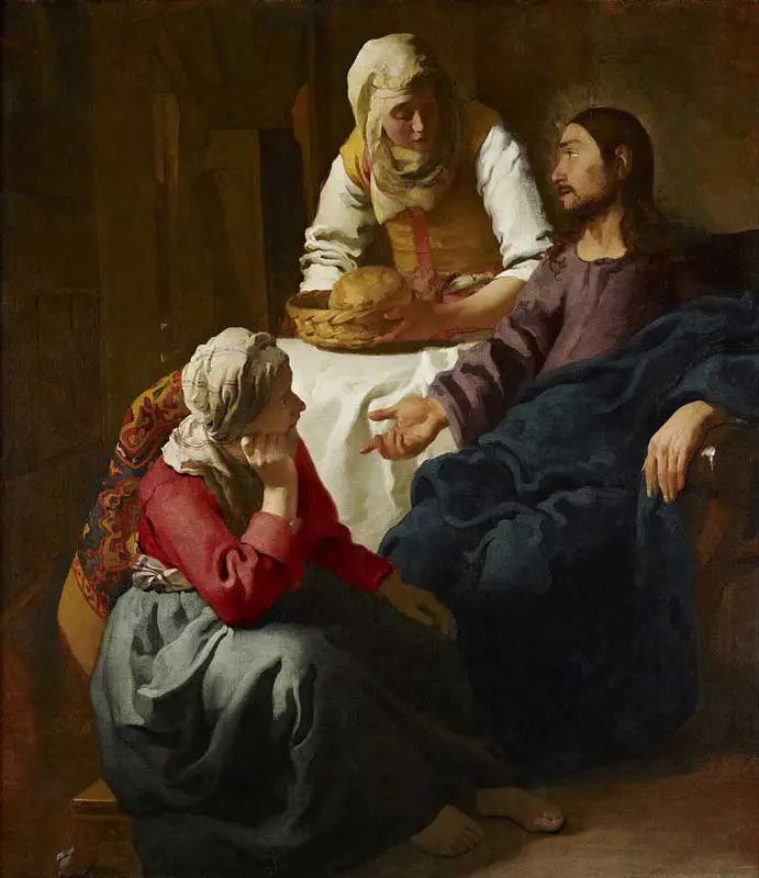 Jan Vermeer, 1654/1655: Christus bei Maria und Martha. Wikipedia, public domain.